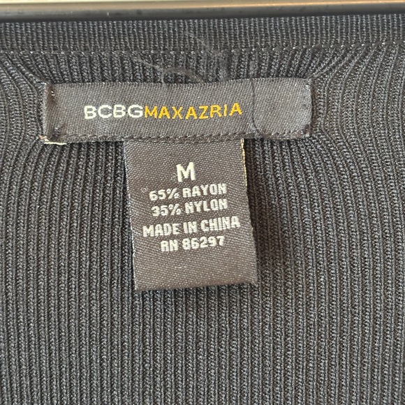 BCBG Max Azria Black Knit Bodycon Dress Sz M Gunmetal Rhinestones Goth Rock Punk - Picture 8 of 9